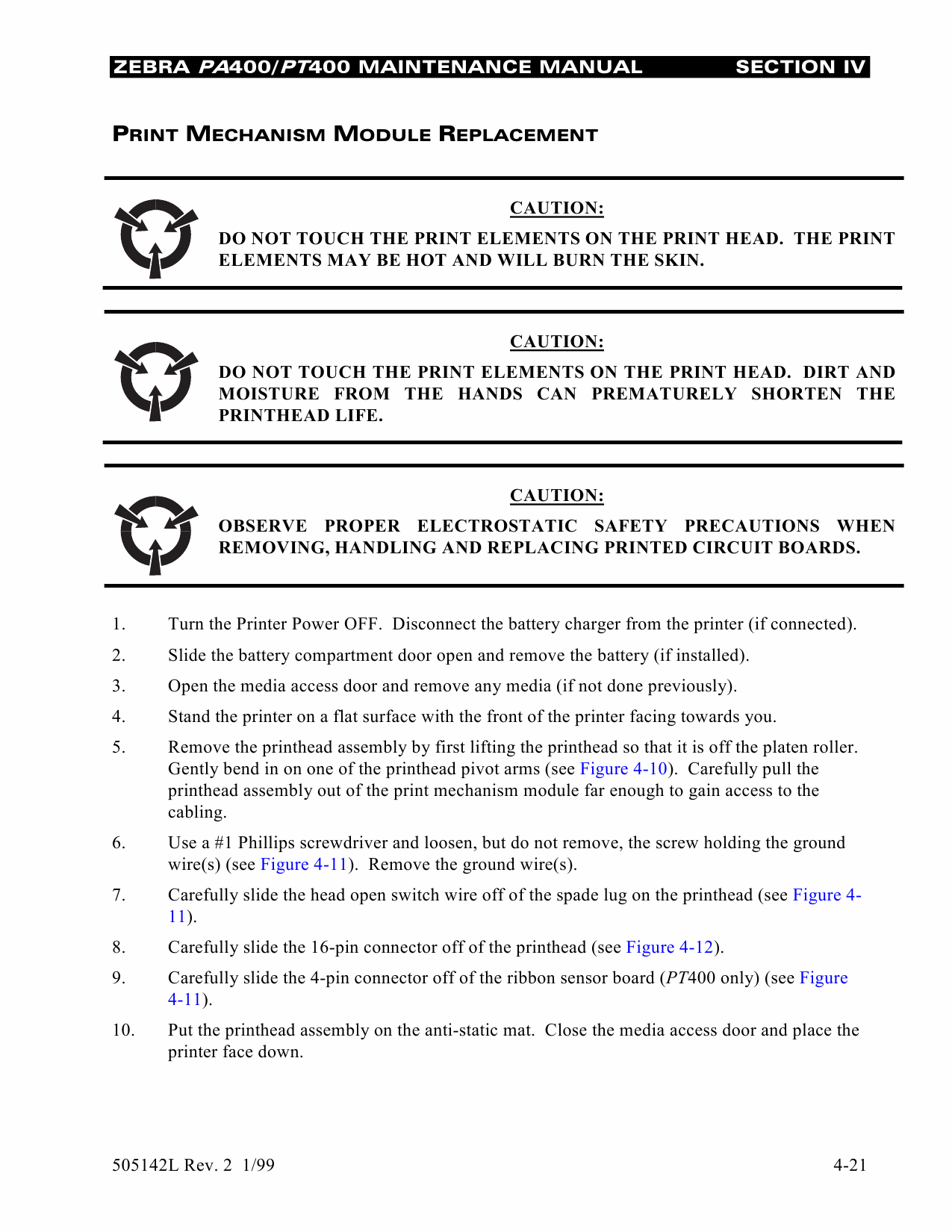 Zebra Label PT400 Maintenance Service Manual-5